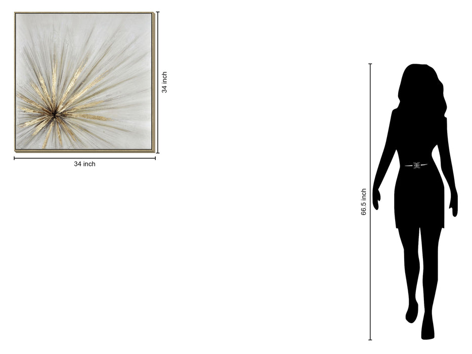 32x32 Hand Painted Textured Canvas In Frame - Pearl Silver