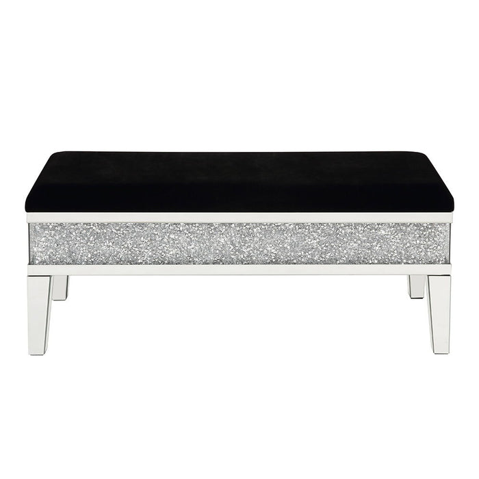 Noralie - 19" Bench With Storage - Mirrored & Faux Diamonds
