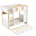 Bunk Bed With House Shaped Guardrails, Storage Shelves, And Trundle
