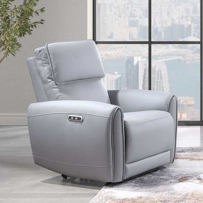 Jeromie - Power Motion Recliner With USB Port - Gray Synthetic Leather