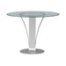 Celina - Modern Contemporary Round Tempered Glass 48" Pedestal Base Dining Table Seats Up To 4 - Shiny Nickel