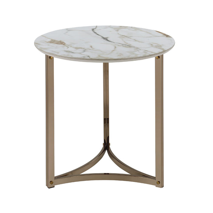 Zaidee - 23.5" End Table - Sintered Stone & Champagne