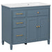 Modern Bathroom Vanity With Ceramic Sink, Freestanding, One Tip Out Drawer, 3 Side Drawers, Adjustable Shelf