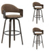 Daxton - Swivel Bar Height Round Back Wood Bar Stool With Faux Leather Seat