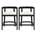 Modern Rubberwood Counter Stool Set With Upholstered Seats