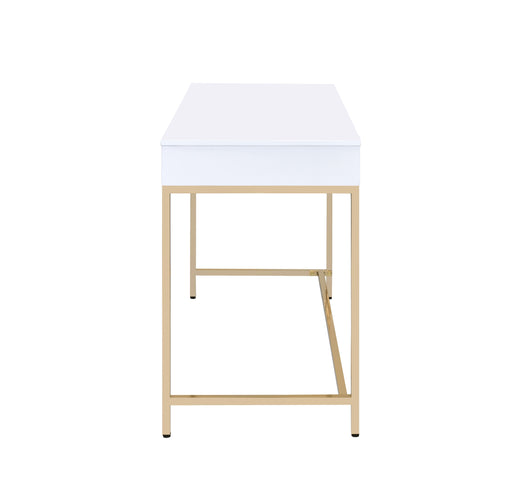 Ottey - Vanity Desk - White High Gloss & Gold Finish Sacramento Furniture Store Furniture store in Sacramento