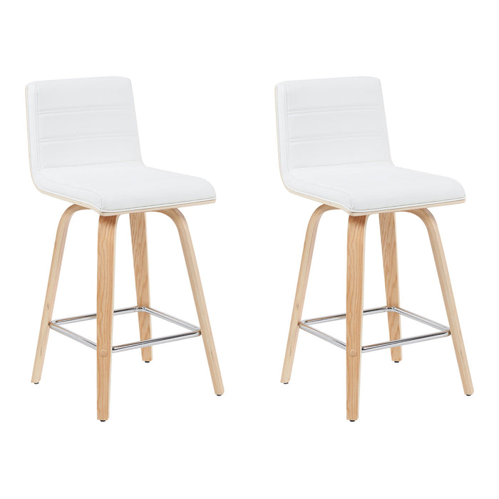 Vienna - Modern Counter Height Swivel Bar Stool - Patterned Oak Wood Frame
