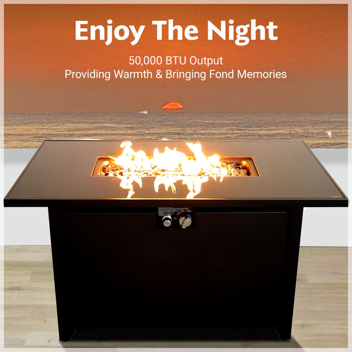 Outdoor Fire Pit Table With Lid - Black