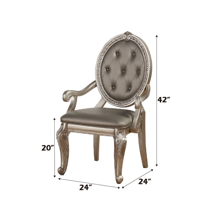 Northville - Arm Chair (Set of 2) - Synthetic Leather & Antique Silver