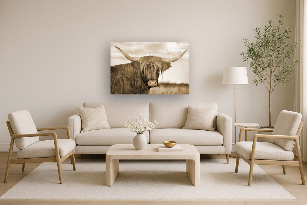 Tempered Glass With Foil - Highland Cow 1 - Light Brown