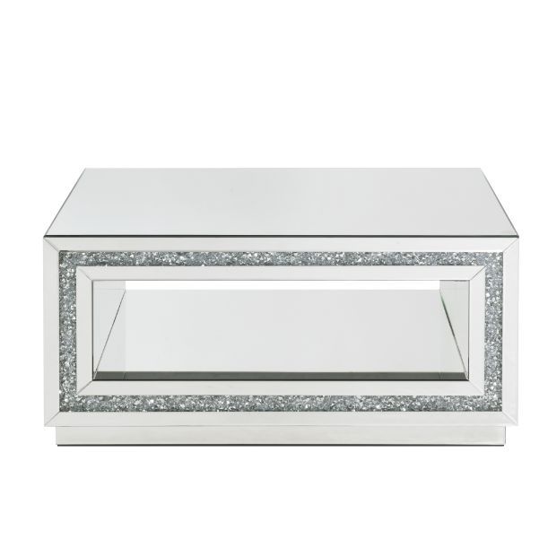 Noralie - 35" X 24" Coffee Table - Mirrored & Faux Diamonds