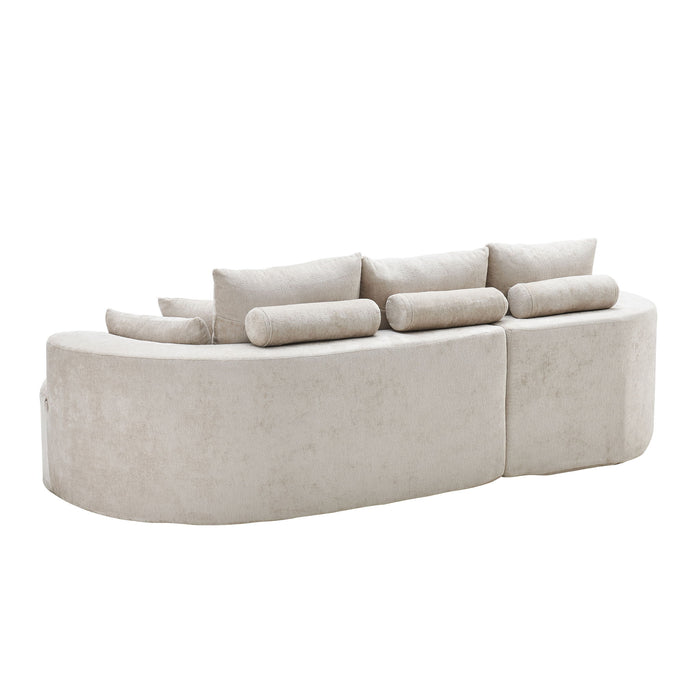 2 Piece Fabric Cloud Curved Sectional Sofa With Chaise For Living Room