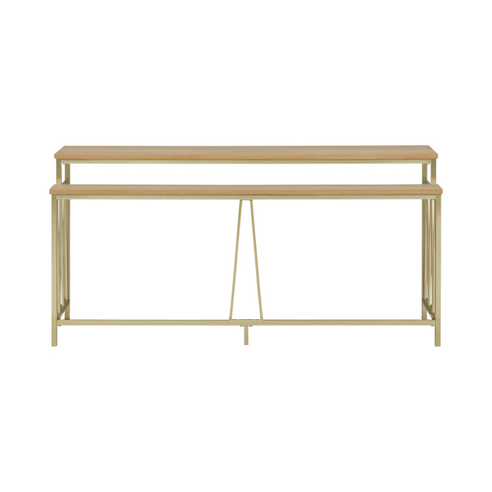 Santorini - 72" Rectangle Wood Console Table - Natural / Brando Brass