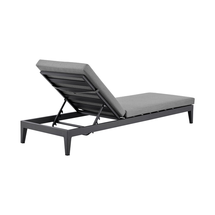 Menorca - Outdoor Patio Adjustable Chaise Lounge Chair In Aluminum With Gray Cushions