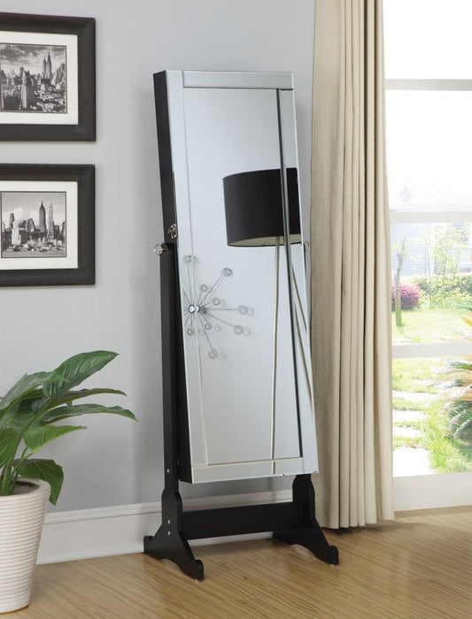 Cortez - Storage Jewelry Cheval Mirror - Black Sacramento Furniture Store Furniture store in Sacramento