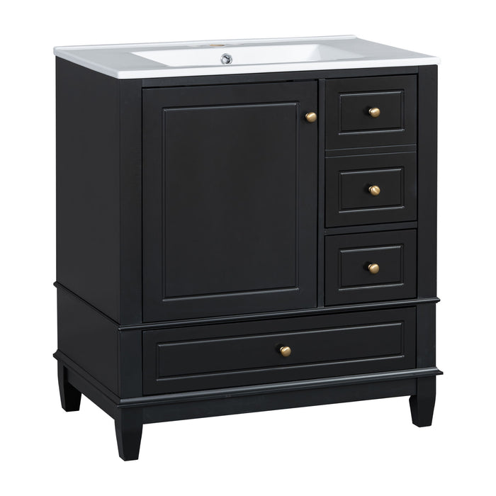 Freestanding Bathroom Vanity With Sink, Soft Close Door, 3 Drawers