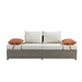 Salena - Patio Sofa With 2 Pillows & Ottoman - Beige Fabric & Gray Wicker