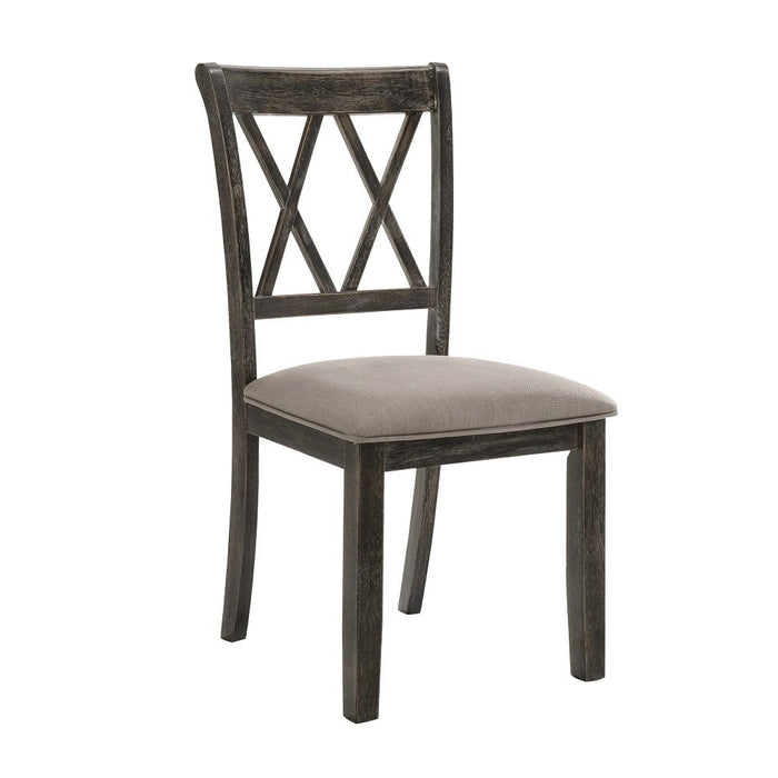 Claudia II - Side Chair Set of 2) - Beige Fabric & Weathered Gray