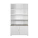 Tall Bookcase Storage Cabinet With 3 Open Shelves & Fluted Double Doors