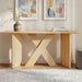 X-Frame Console Table, Angled Cross Leg Design, Rounded Edges - Natural