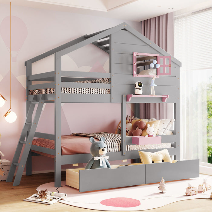 Bunk Bed With Playhouse Roof And Window