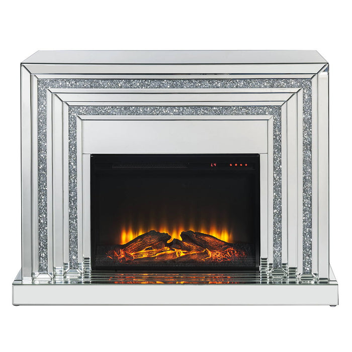 Noralie - 35" Fireplace - Mirrored & Faux Diamonds