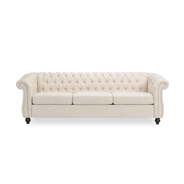 Chesterfield Style 3 Seater Sofa With Deep Button Tufting