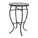 Outdoor Round Side Table With Mosaic Style Top And Curved Iron Legs