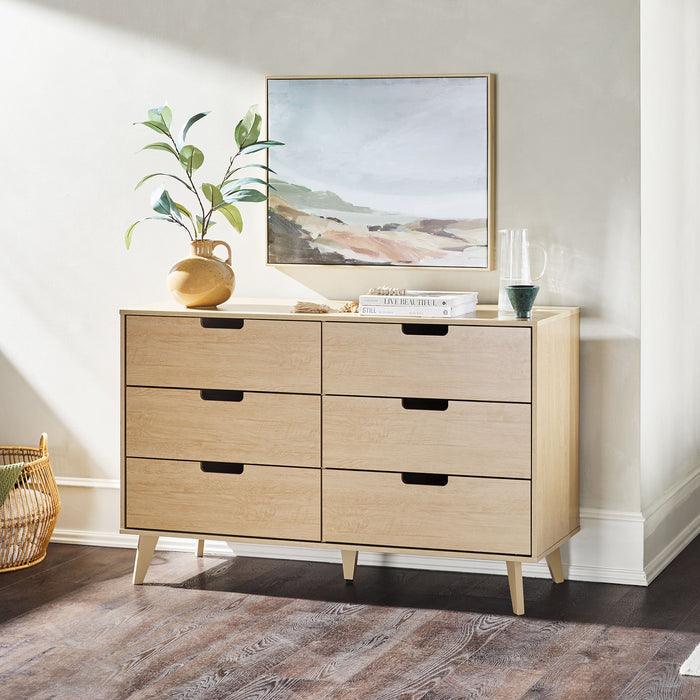 Hans - Mid-Century Hans 6 Drawer Dresser With Cut-Out Handles