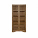 Tall Display Cabinet With Glass Doors And Drawers - Almond