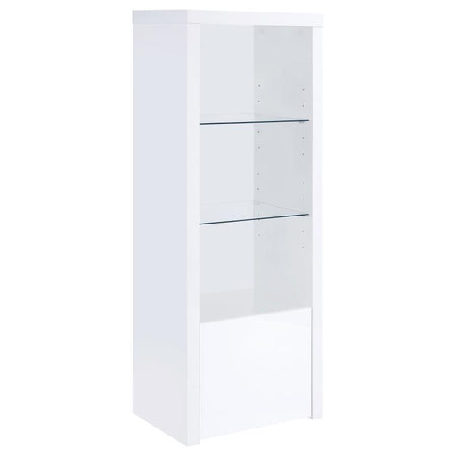 Jude - 3-Shelf Media Tower With Storage Cabinet - White High Gloss Sacramento Furniture Store Furniture store in Sacramento