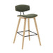 Fox - Bar Height Curved Back Wood Bar Stool With Faux Leather Seat