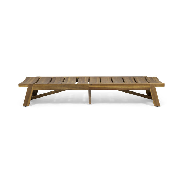 Outdoor Chaise Lounge With Adjustable Seating And Slat Panel - Yellow Brown