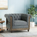 Fabric Upholstered Club Chair With Scrolled Tuxedo Arms - Charcoal
