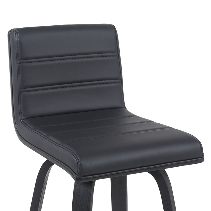 Vienna - Modern Counter Height Swivel Bar Stool - Black Brushed Wood Frame
