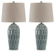 Hadbury - Ceramic Table Lamp (Set of 2) - Pale Blue / Teal