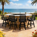 Outdoor Swivel Bar Chair, Ladderback With Wide & Thickened Frame