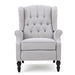 Tufted Arm Chair Recliner With Wingback Style, Pushback Mechanism - Light Gray