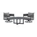 Argiope - 3 Piece Patio Outdoor Swivel Seating Set - Dark Gray Aluminum With Gray Cushions