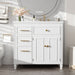 Modern Bathroom Vanity With Ceramic Sink, Freestanding, One Tip Out Drawer, 3 Side Drawers, Adjustable Shelf