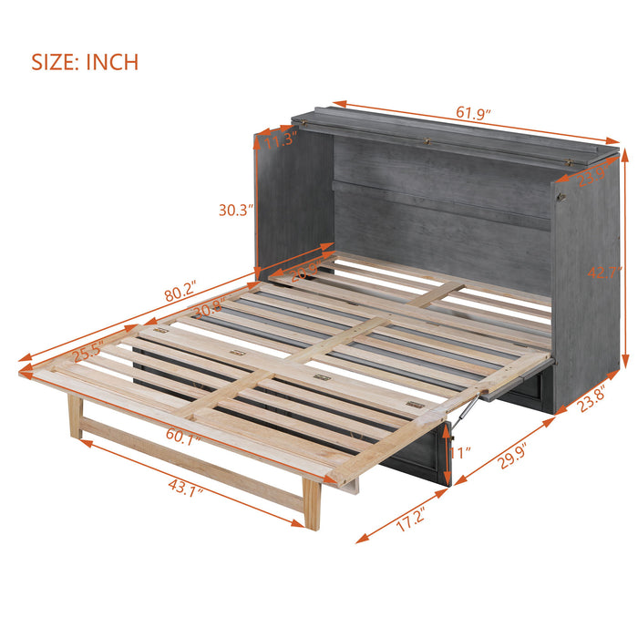 Queen Murphy Elegant Bed With Spacious Drawers - Gray