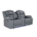 Raize - 10 Power Console Reclining Loveseat With LED And Immersive Sound - Gray