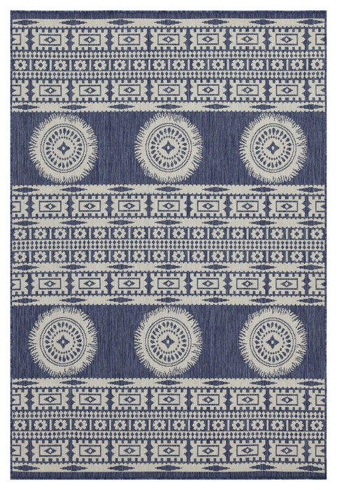 Sunshine - 5'3" X 7'3" Indoor, Outdoor Area Polypropylene Rug - Blue