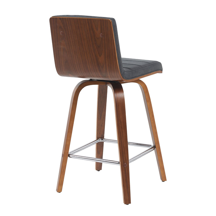 Vienna - Modern Counter Height Swivel Bar Stool - Walnut Finished Wood Frame