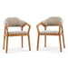 Indoor Upholstered Dining Chair (Set of 2) With Sturdy Frame And Ergonomic Curved Backrest - Oatmeal / Teak