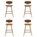 Fox - Counter Height Curved Back Wood Bar Stool With Faux Leather Seat