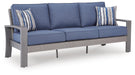 Half Moon Beach - Sofa With Cushion - Blue / Gray