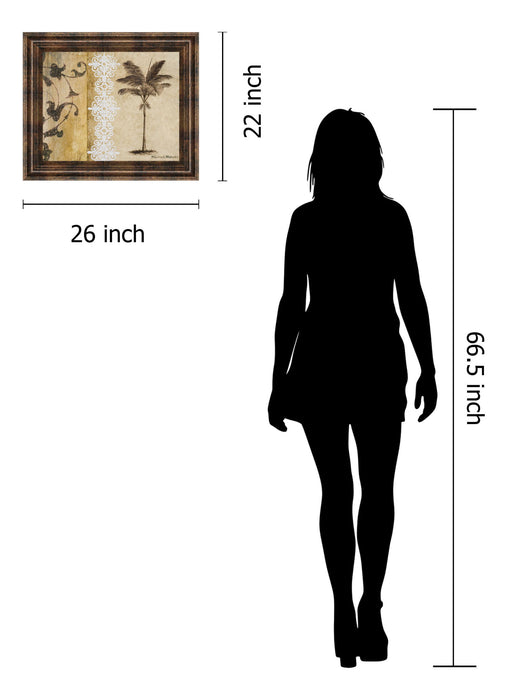 Decorative Palm I By Michael Marcon - Framed Print Wall Art - Beige