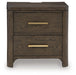 Radkin - Two Drawer Night Stand - Burnished Brown
