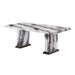 Dining Table With Double Pedestal Base - Black White